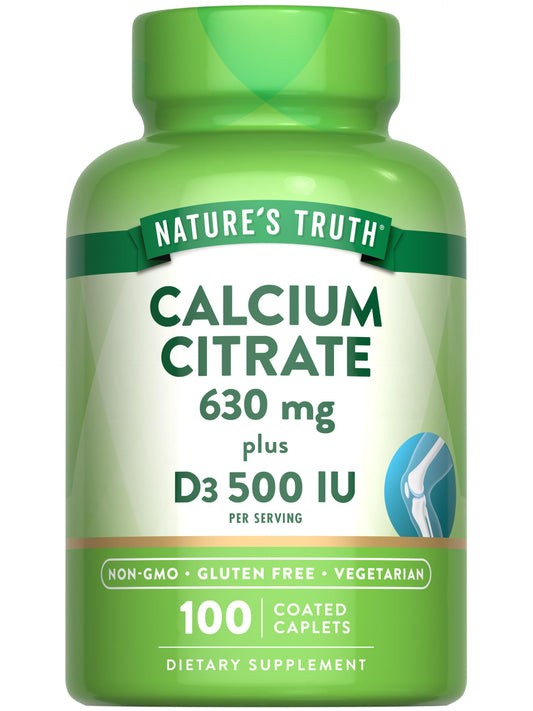 Nature's Truth Calcium Citrate with Vitamin D3 - 100 Caplets | Vegetarian, Non-GMO & Gluten Free BritishVita | Premium UK Vitamins & Wellness Supplements