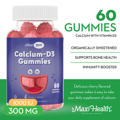 Calcium + D3 Gummy – Chewable Bone Support (Kosher) – 60 Count