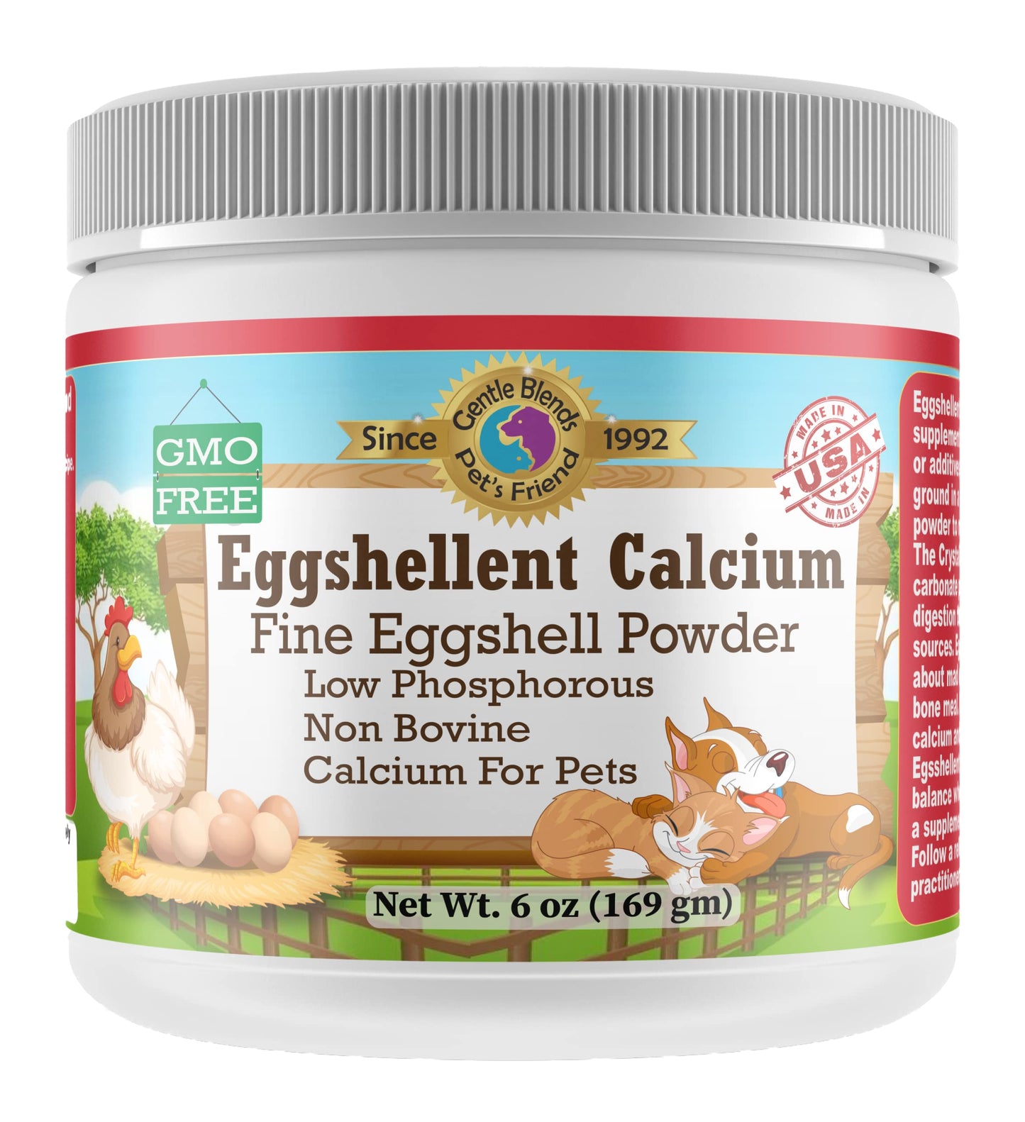 Calcium for Dogs and Cats - Eggshell Powder Supplement 6oz | Strong Hips & Joints
