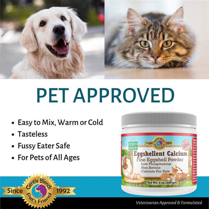 Calcium for Dogs and Cats - Eggshell Powder Supplement 6oz | Strong Hips & Joints