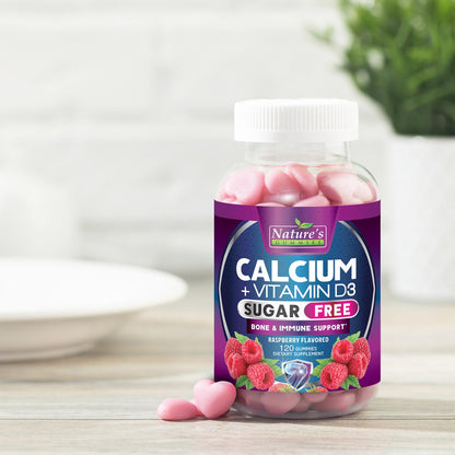 Calcium Gummies with Vitamin D3 (400 IU) - Sugar Free, 120 Count | Supports Immune Health & Bones