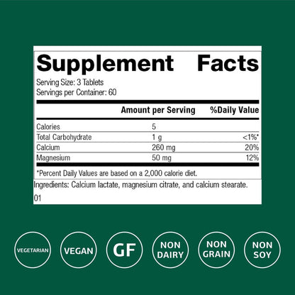 Standard Process Calcium Lactate – Bone & Immune Health (180 Tablets) | Vegan, Gluten-Free