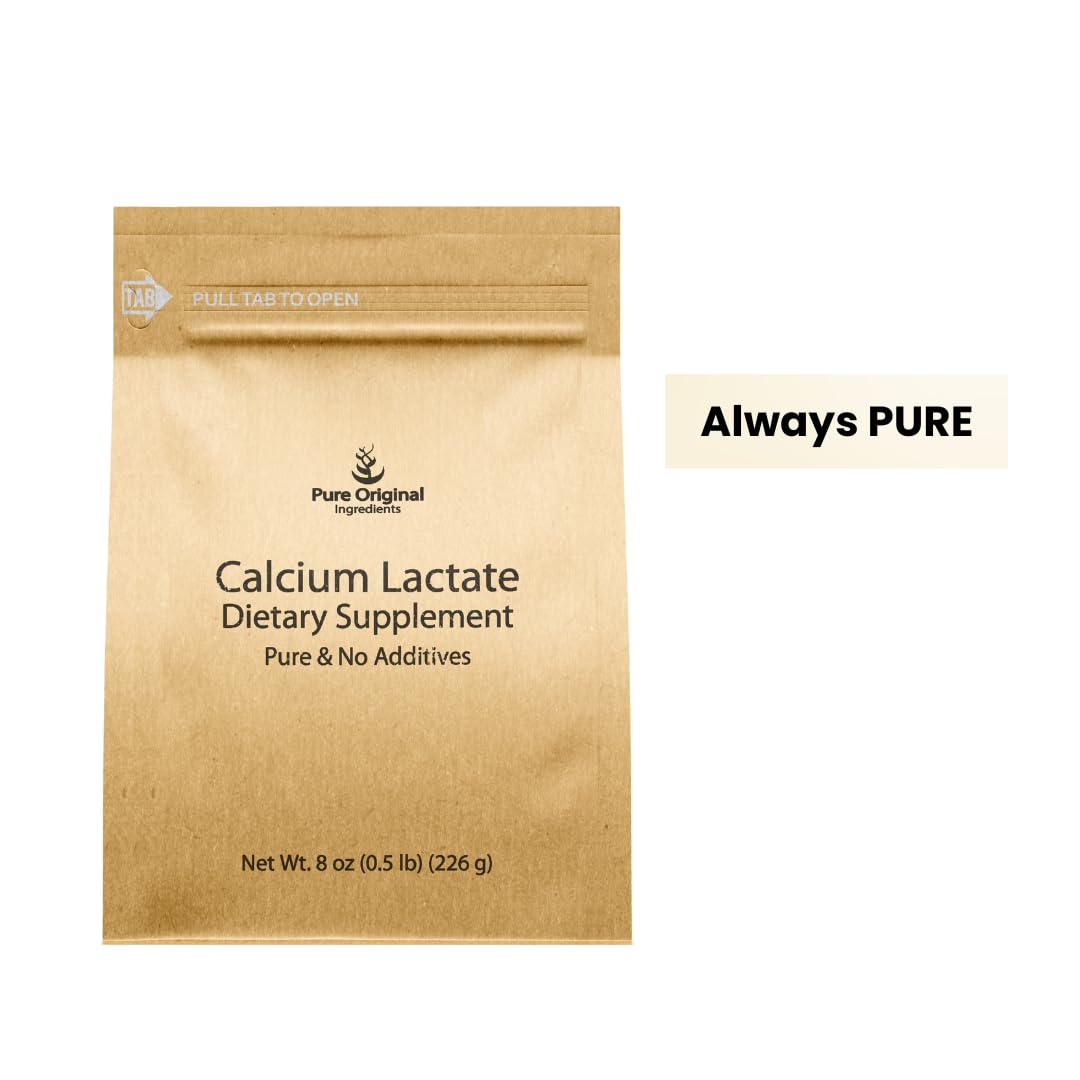Pure Original Calcium Lactate (8 oz) - Calcium Supplement & Electrolyte | Pure Original Ingredients