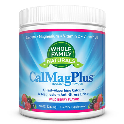 Calcium Magnesium Powder Supplement – CalMag Plus with Vitamin C & D3 – Gluten Free, Non-GMO, Wild Berry