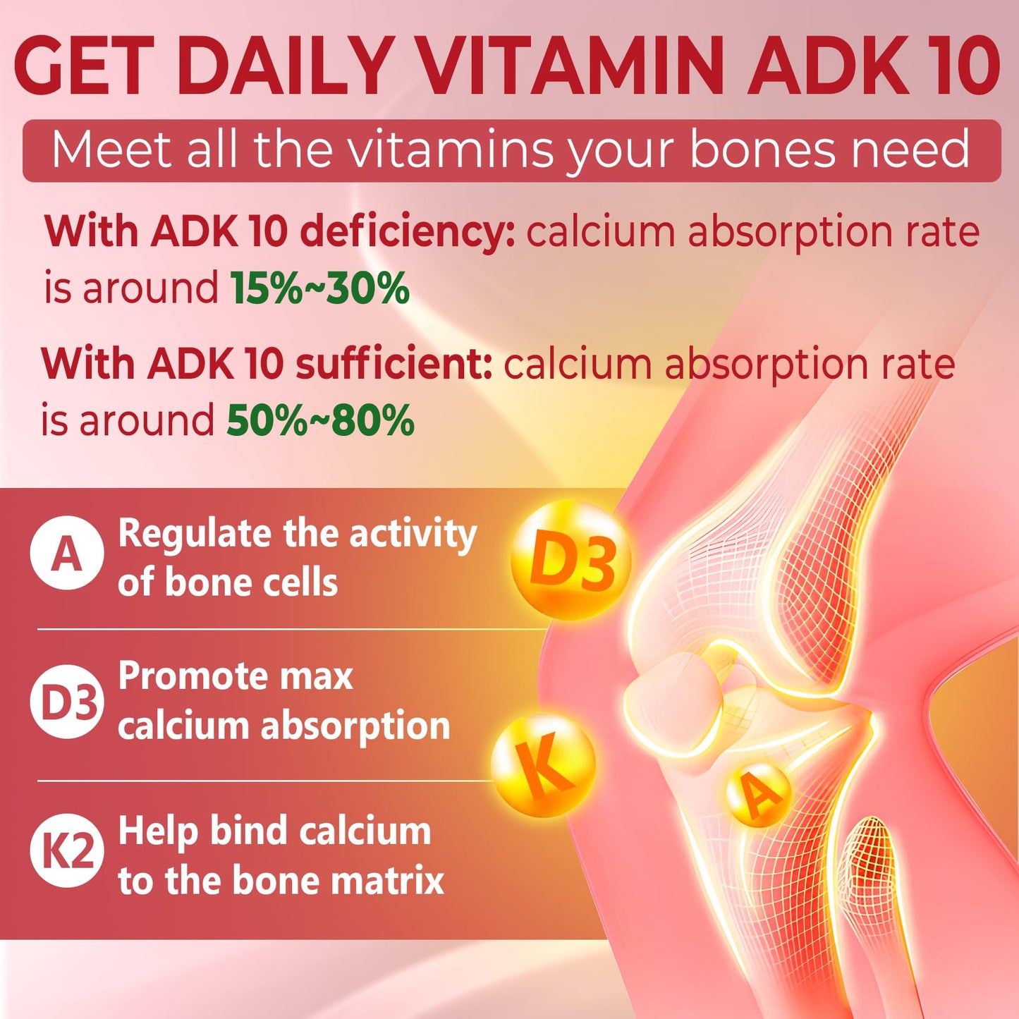 Vitamin D3 K2 A Gummies 5000IU / 10,000IU – 8-in-1 Vegan Calcium Magnesium Zinc | 2 Packs