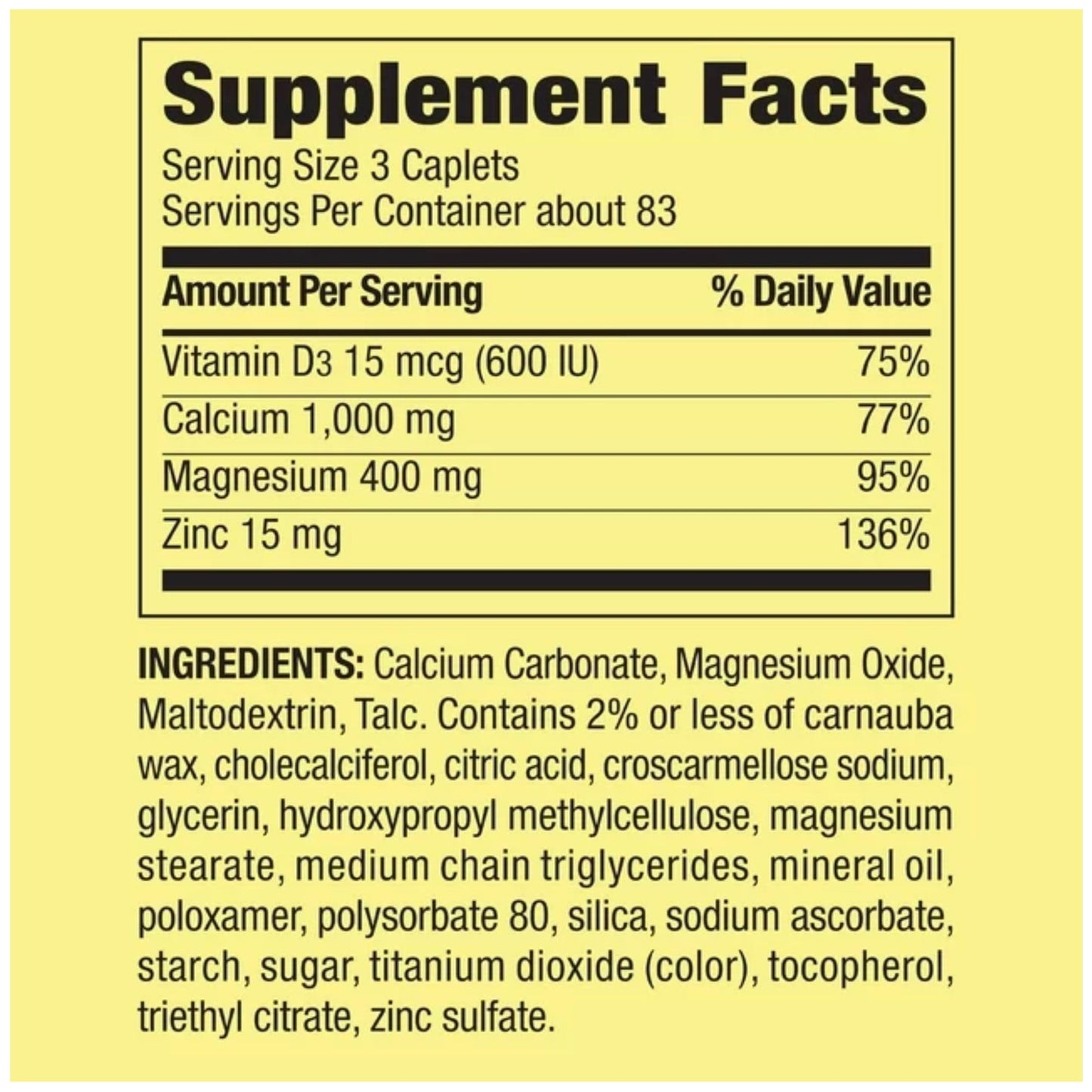 Calcium Magnesium Zinc with Vitamin D3 - Calcium 600 mg Supplement | Bone, Muscle & Immune Support | STS Sticker