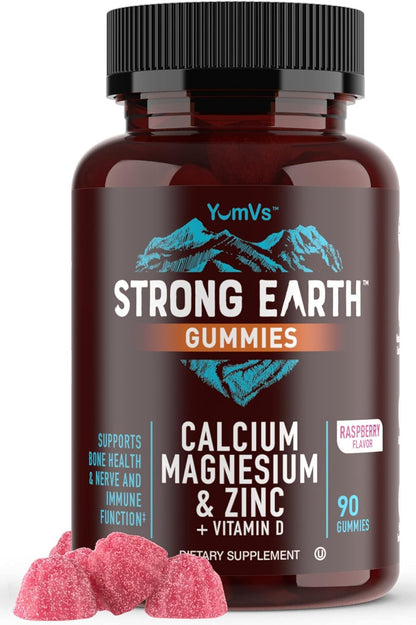 Calcium Magnesium Zinc Gummies with Vitamin D3 – Bone Strength & Immune Support – 90 Count Kosher Gummy Vitamins