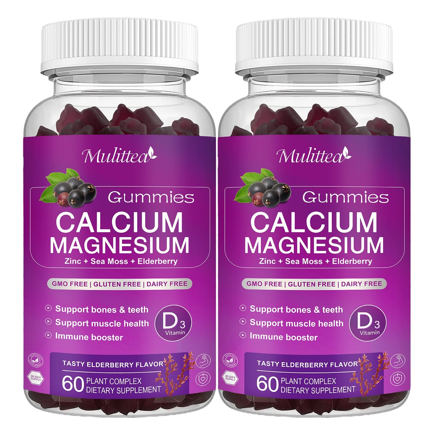 Calcium Magnesium Zinc Gummies with 200mg Magnesium Glycinate – Potassium, D3 & Sea Moss