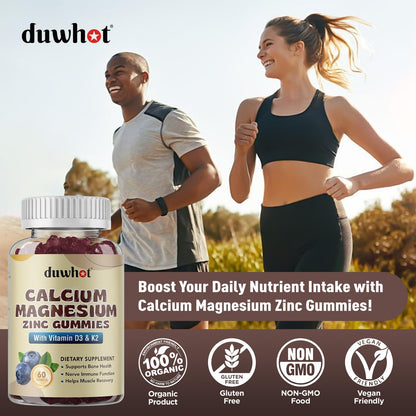 Calcium Magnesium Zinc Gummies for Women - 1000 mg, D3 & K2, 60 Ct