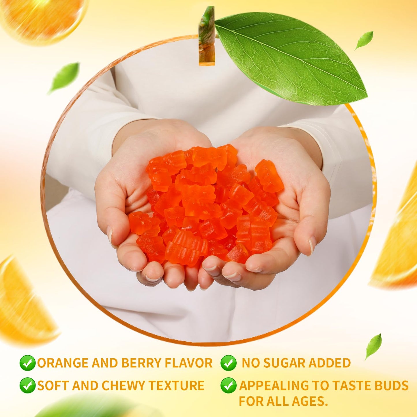 Calcium Magnesium Zinc Gummies with Vitamin D3 & K2 - High Potency, Orange-60 Count