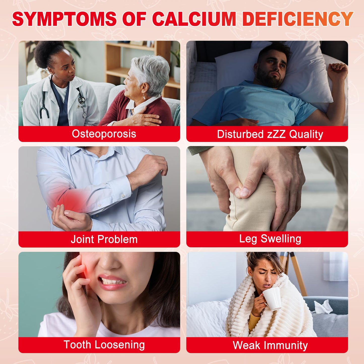 Calcium Magnesium Zinc Gummies with Vitamin D3 – 1200mg Calcium Citrate for Adults