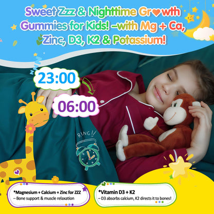 Kids Nighttime Multimineral Gummies – Magnesium, Calcium, Zinc + D3 K2 | No Melatonin