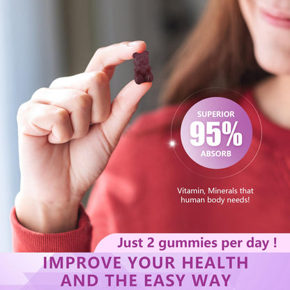 Calcium Magnesium Zinc with Vitamin D3 Gummies - Sugar Free, High Absorption - Elderberry (60 Gummies)