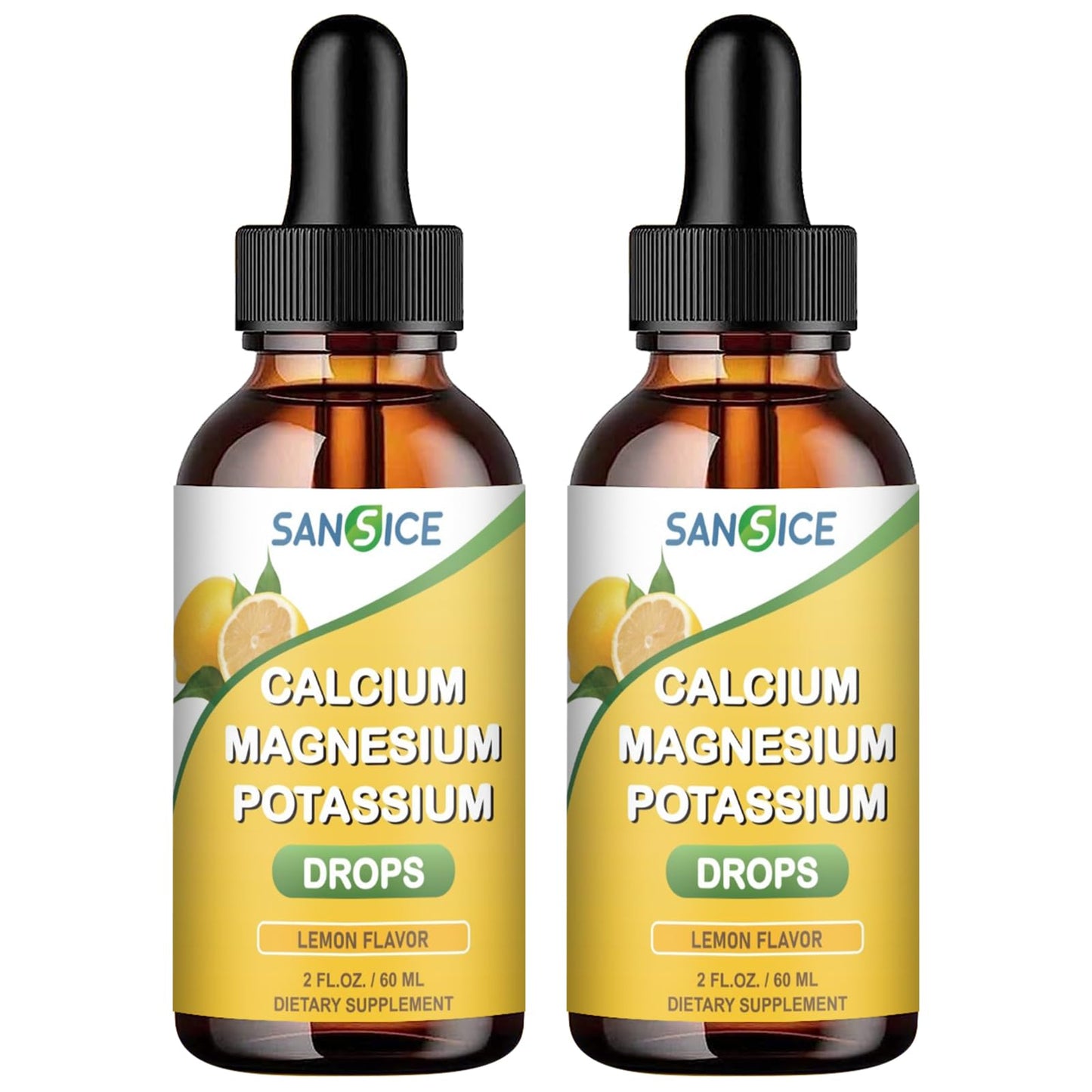 Calcium Potassium Magnesium Liquid Drops – High-Absorption Magnesium Glycinate – 2 Pack
