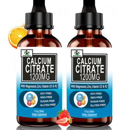 2 Pack Liquid Calcium Drops 1200 mg with Vitamin D3 – Vegan, High Absorption