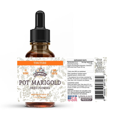 Pot Marigold Tincture - Organic Calendula Extract in Glycerin (Non-GMO, 2 oz)