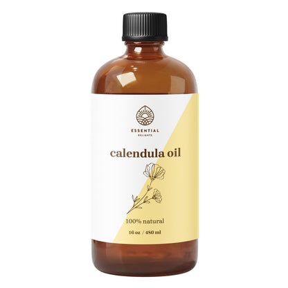 Calendula Oil Carrier Oil for Skin & Hair | Essential Delights 16 oz