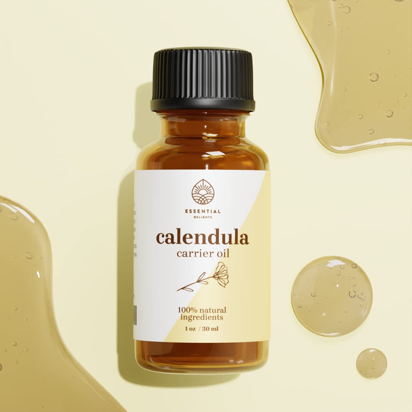 Calendula Oil - Premium Carrier Oil for Skin, Face, Body & Hair | Hydrating, Vegan & Cruelty-Free | 1 Fl Oz