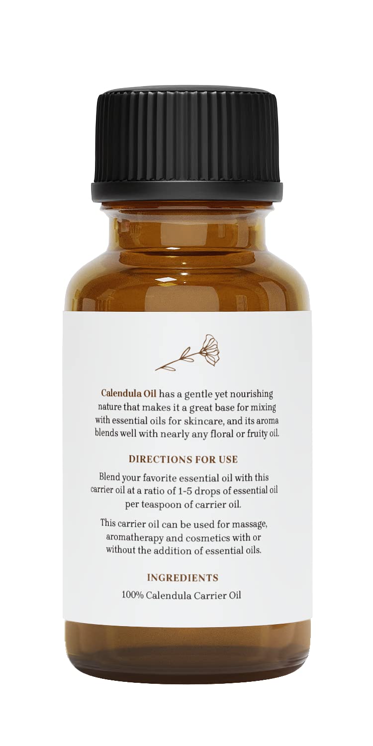 Calendula Oil - Premium Carrier Oil for Skin, Face, Body & Hair | Hydrating, Vegan & Cruelty-Free | 1 Fl Oz