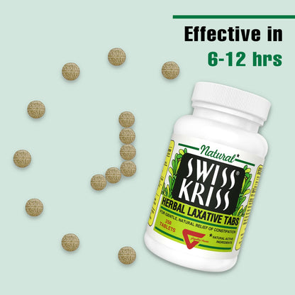 Swiss Kriss Herbal Laxative Tablets | Natural Senna Formula for Occasional Constipation, 250 Tablets