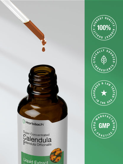 Horbäach Calendula Tincture - 2 fl oz Liquid Extract Drops | Alcohol Free, Vegetarian & Non-GMO
