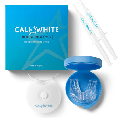 Cali White Teeth Whitening Kit with LED Light – 2x5ml Syringes & Trays