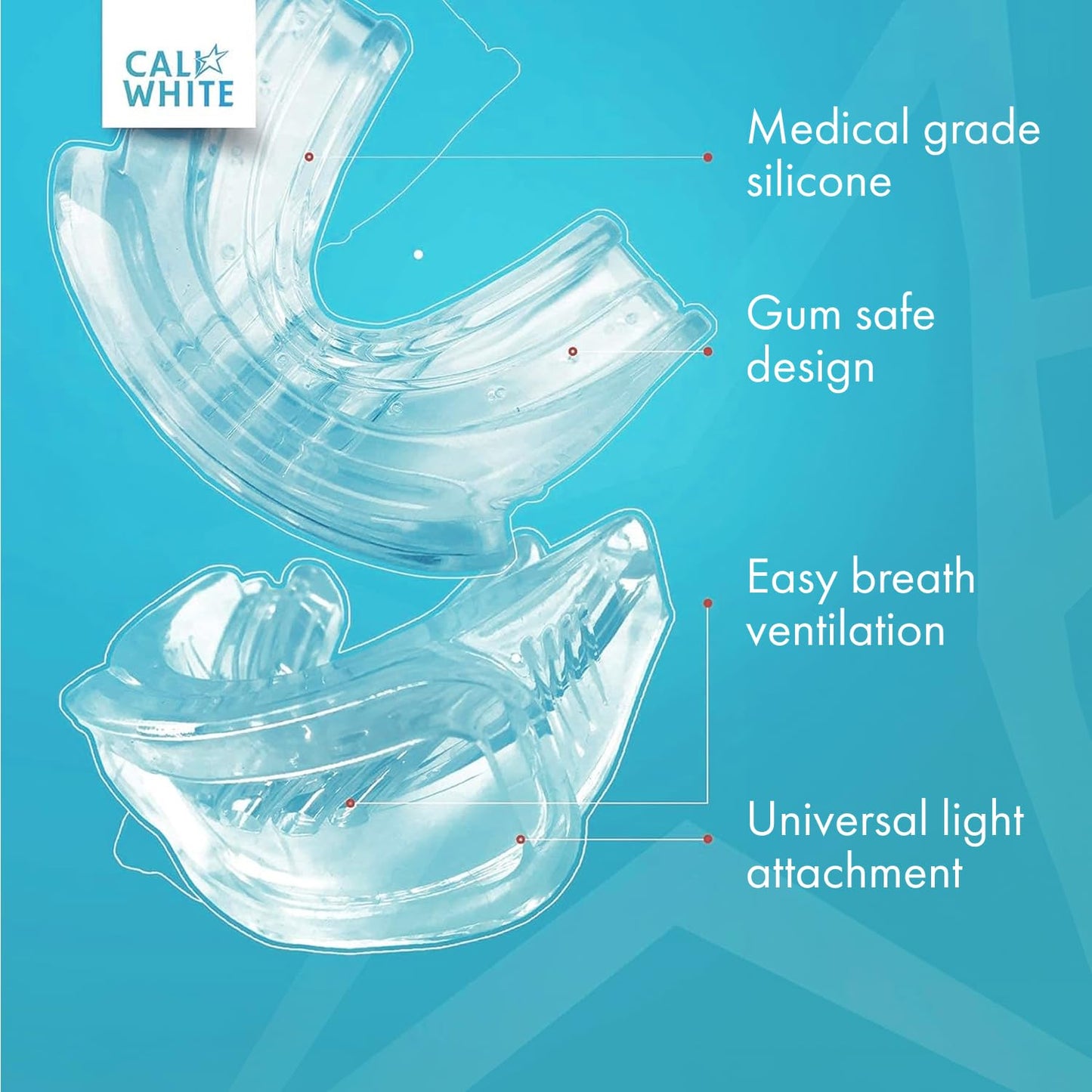 Cali White Teeth Whitening Kit with LED Light – 2x5ml Syringes & Trays