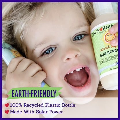 California Baby Natural Bug Repellent Spray | DEET-Free Citronella & Lemongrass | Baby & Adult Safe | 59 mL