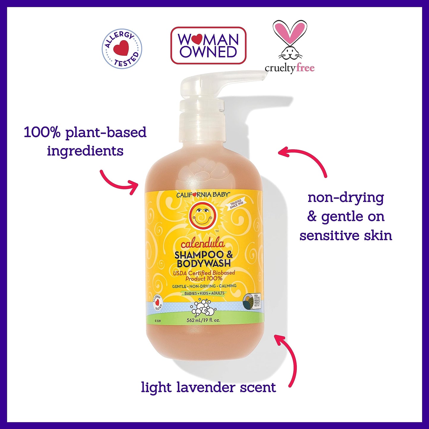 California Baby Calendula Baby Shampoo + Wash 2-Pack – Plant-Based, Hypoallergenic