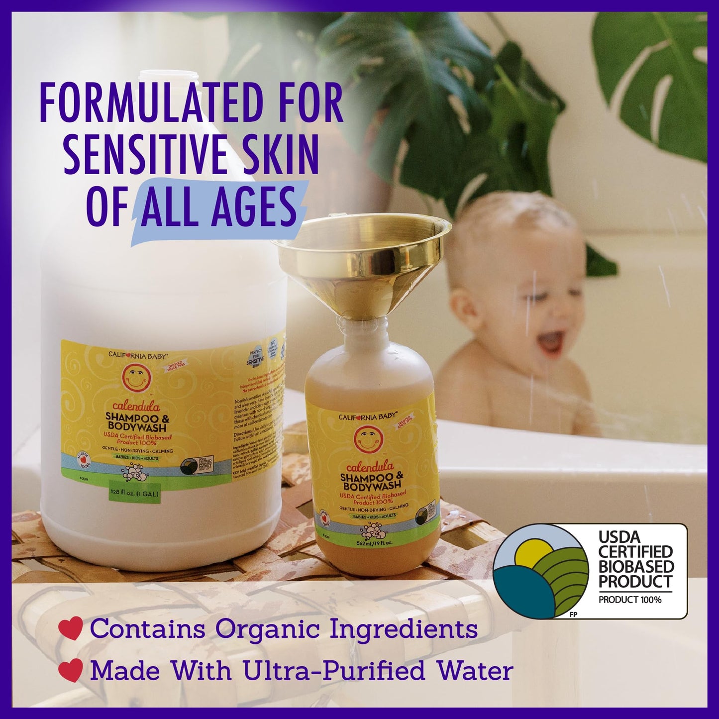 California Baby Calendula Baby Shampoo + Wash 2-Pack – Plant-Based, Hypoallergenic