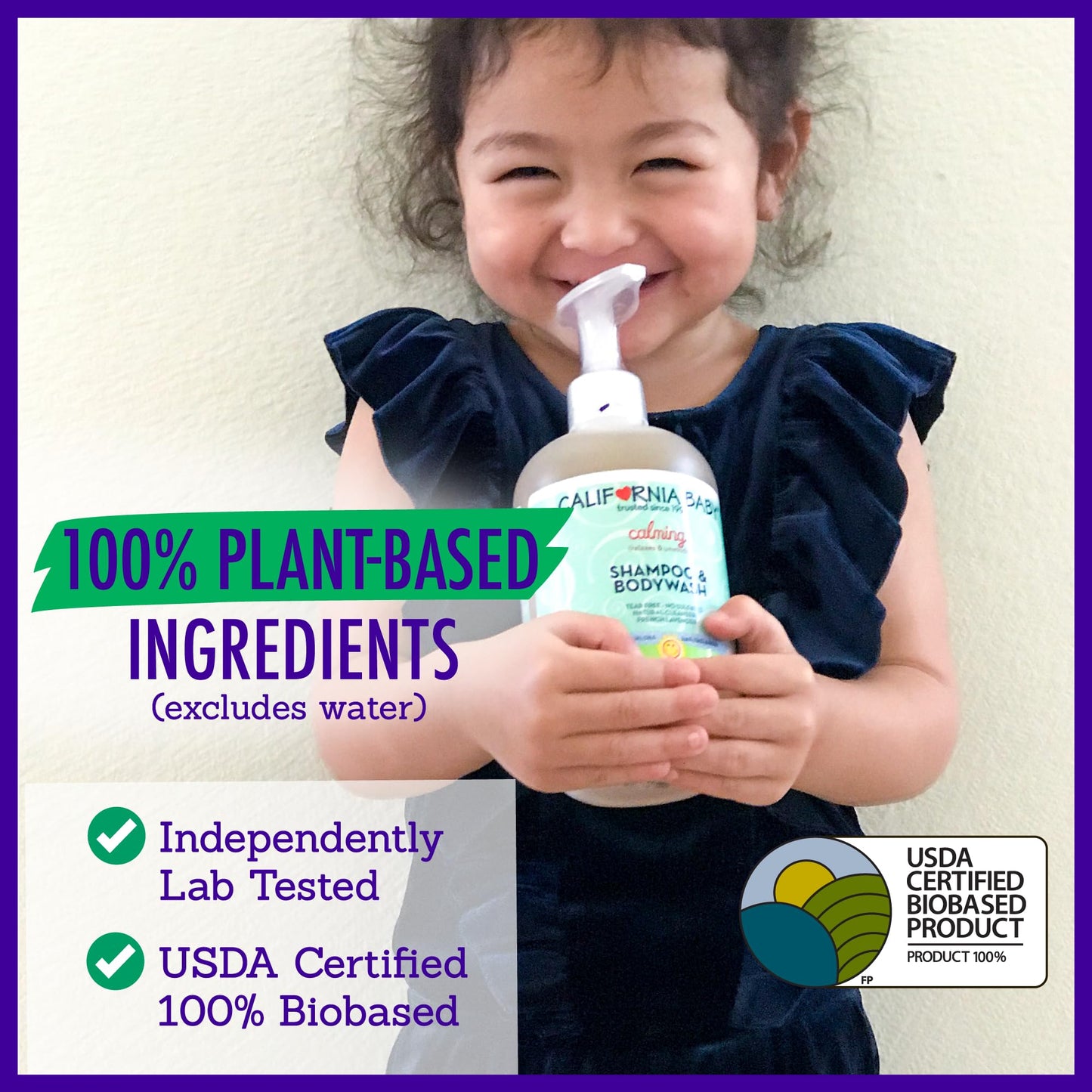 California Baby Calming Baby Shampoo + Body Wash – 100% Plant-Based, Lavender, Hypoallergenic