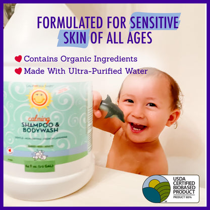 California Baby Calming Baby Shampoo + Body Wash – 100% Plant-Based, Lavender, Hypoallergenic