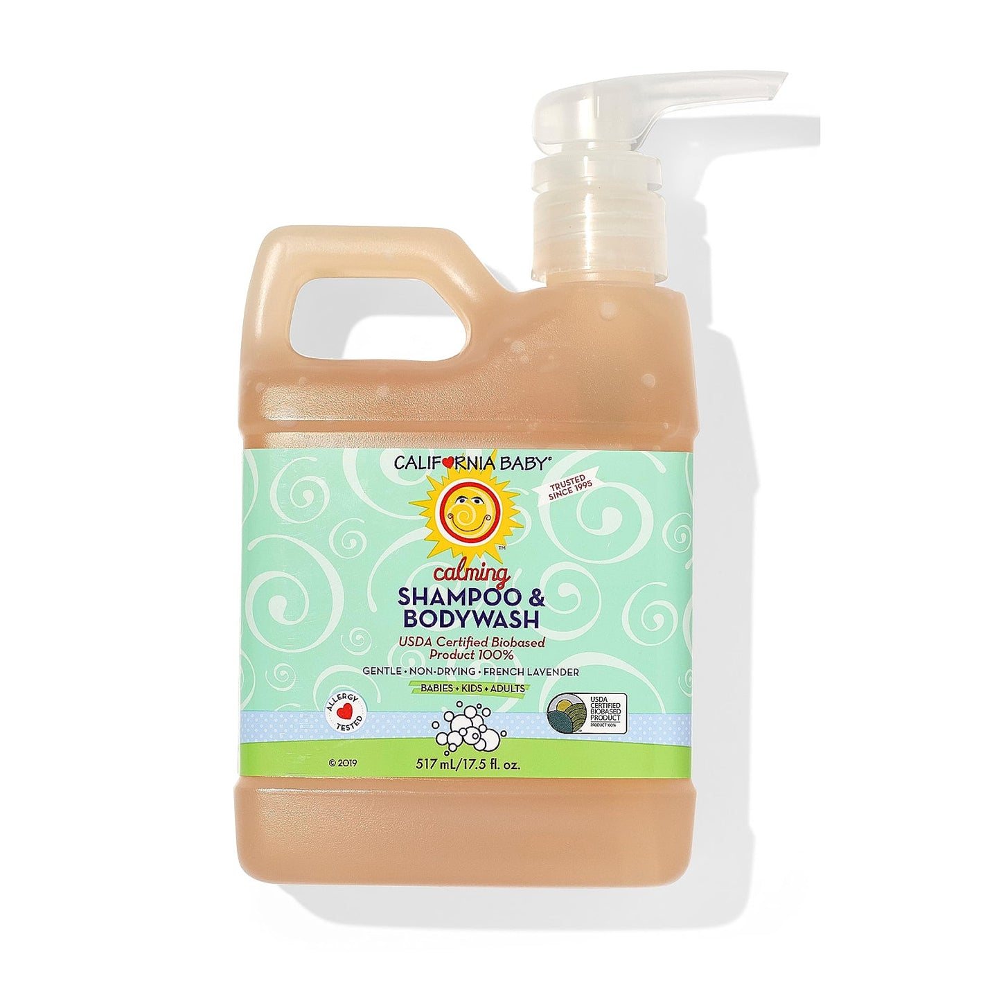 California Baby Calming Shampoo + Body Wash – 100% Plant-Based, Lavender, Hypoallergenic (517 mL / 17.5 oz)