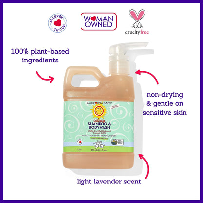 California Baby Calming Shampoo + Body Wash – 100% Plant-Based, Lavender, Hypoallergenic (517 mL / 17.5 oz)