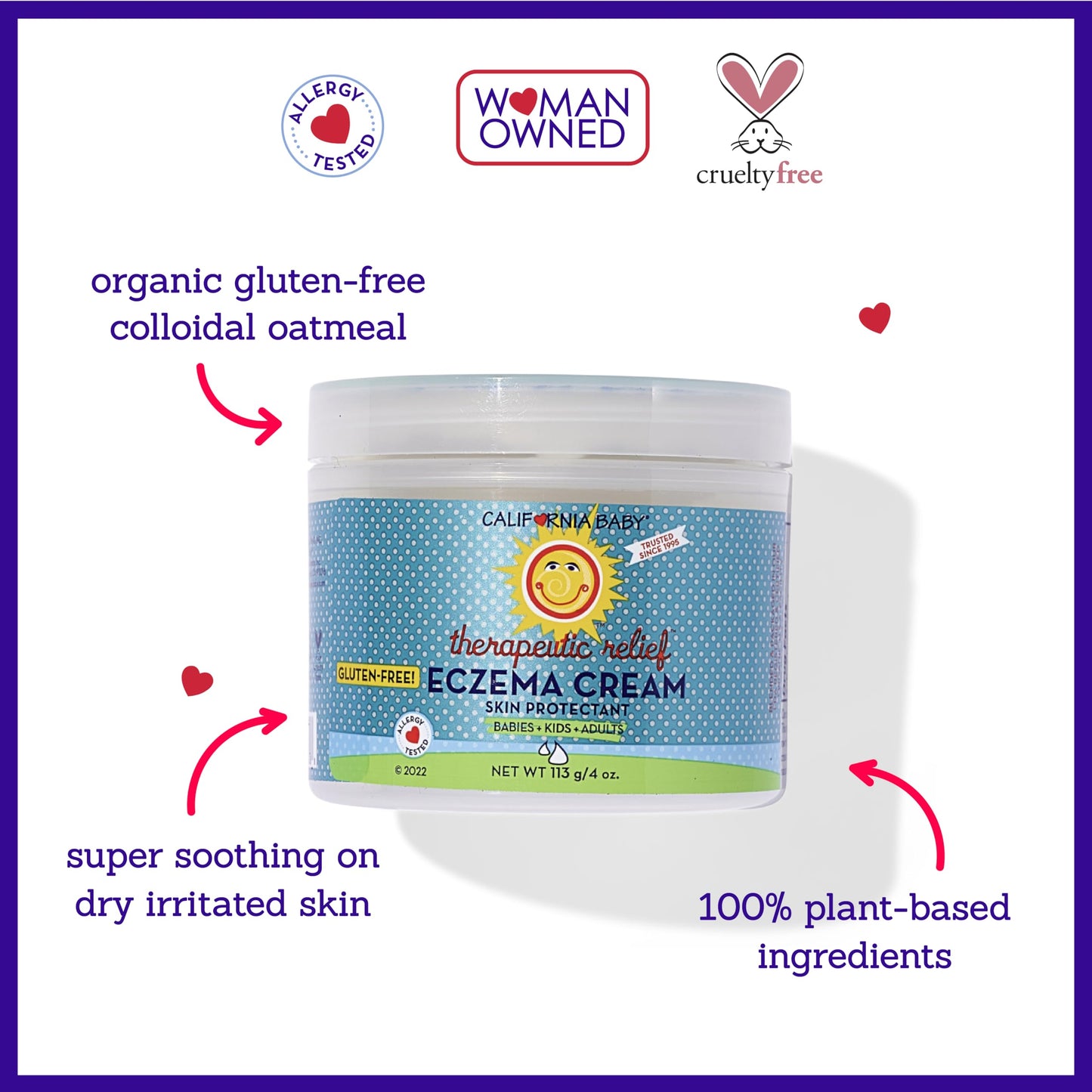California Baby Eczema Cream | Steroid-Free Relief with Colloidal Oatmeal & Aloe Vera | 113 g / 4 oz