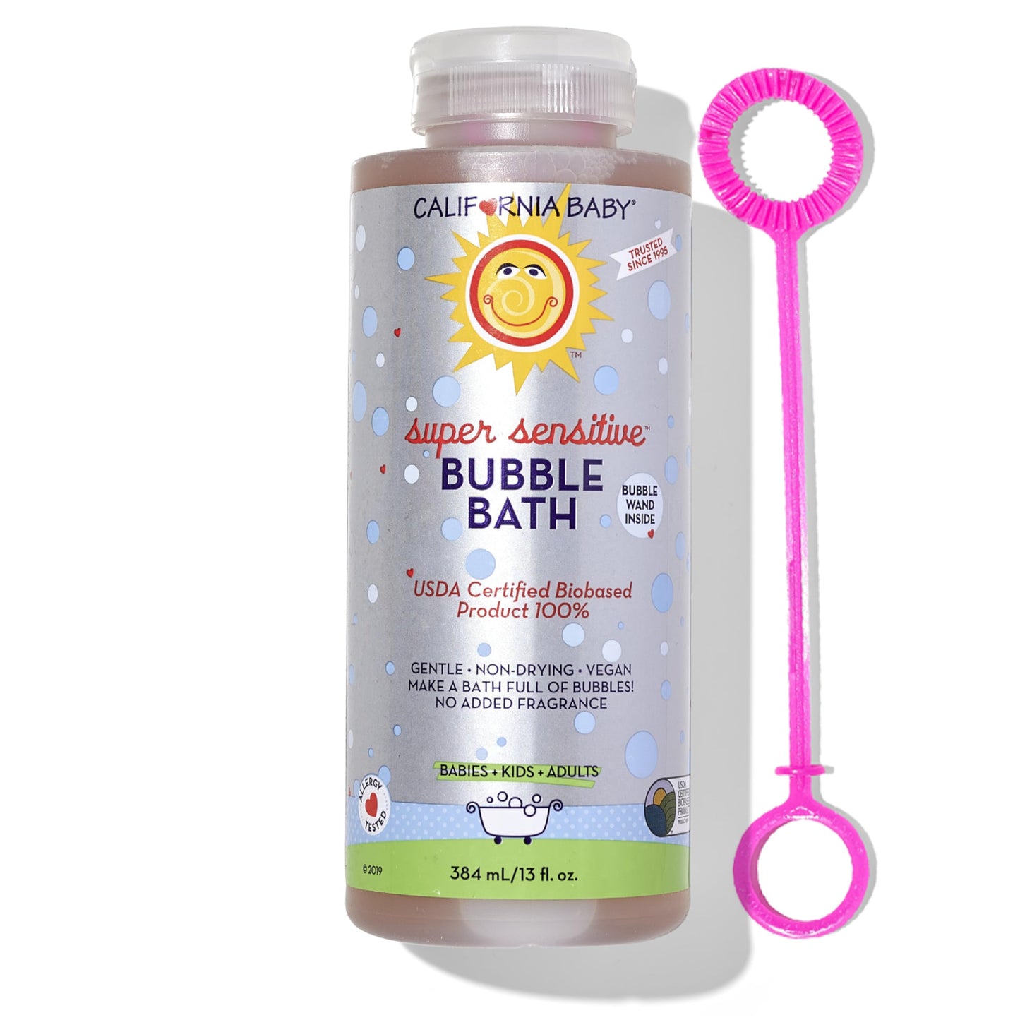 California Baby Super Sensitive Bubble Bath – Fragrance-Free, 100% Plant-Based (USDA Bio-Based) | Allergy-Friendly for Babies & Adults | 13 fl oz