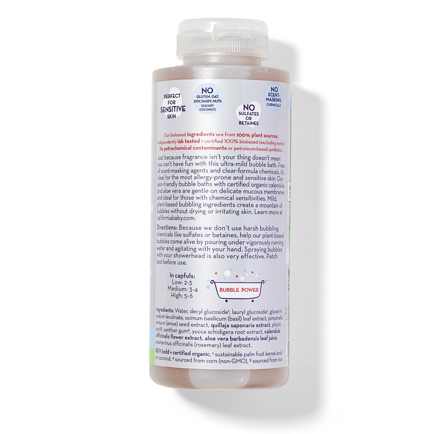 California Baby Super Sensitive Bubble Bath – Fragrance-Free, 100% Plant-Based (USDA Bio-Based) | Allergy-Friendly for Babies & Adults | 13 fl oz