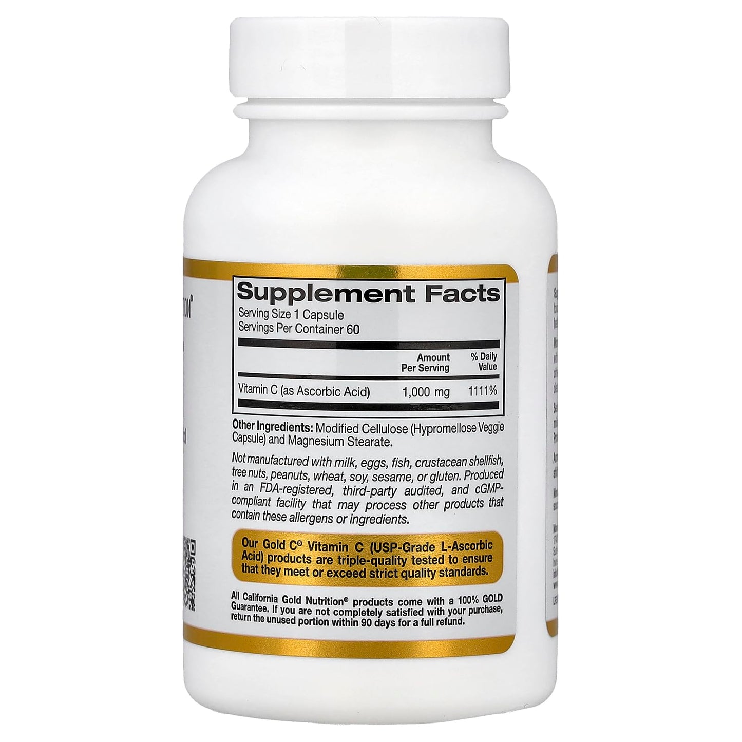 California Gold Nutrition Gold C® Vitamin C 1,000 mg, 60 Veggie Capsules