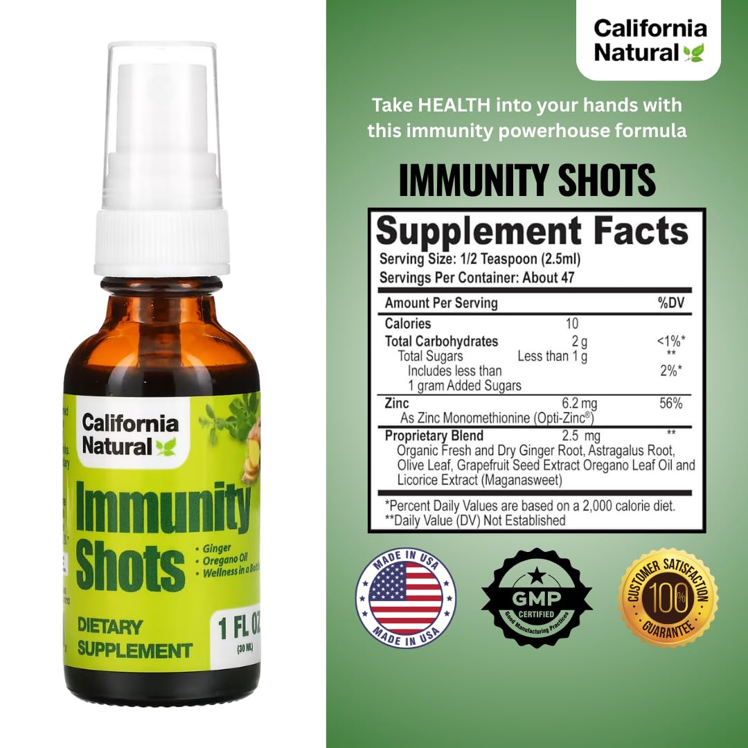 California Natural Immunity Shots 1oz – Organic Ginger & Oregano