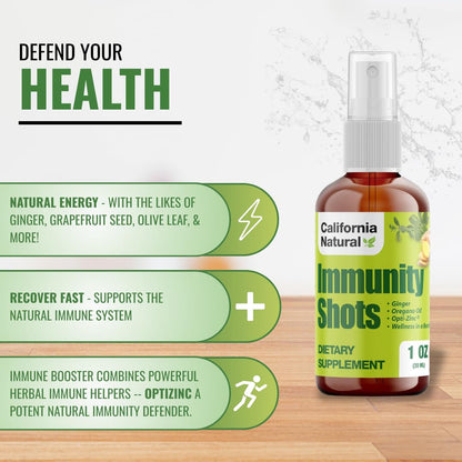 California Natural Immunity Shots 1oz – Organic Ginger & Oregano