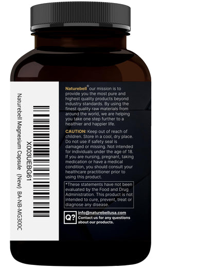 Magnesium Complex 400mg | 300 Capsules | Glycinate & Citrate | Non-GMO