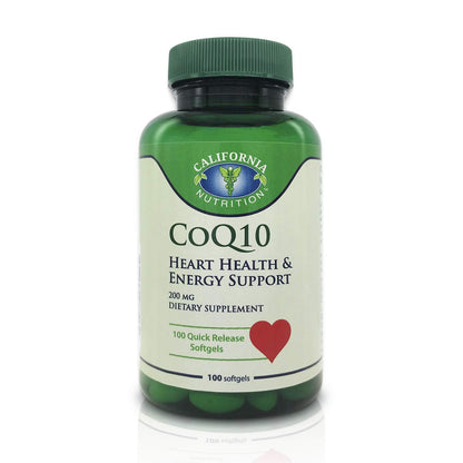 California Nutrition CoQ10 200mg Softgels – High-Absorption CoQ10 (100-Count)