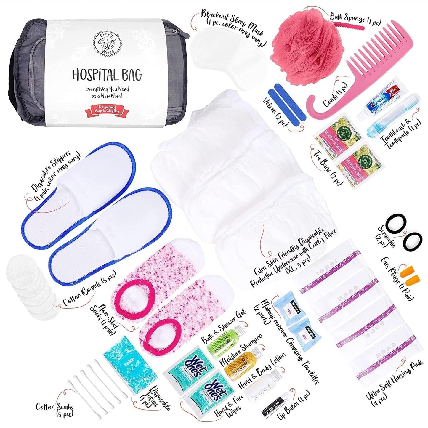 Hospital Bags for Labor and Delivery – Prepacked Maternity Bag Essentials for Mom | CallMid