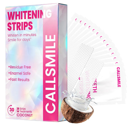 CALLSMILE Teeth Whitening Strips - Sensitive Teeth, Coconut Formula, 28 Strips (14 Days)