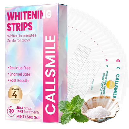 CALLSMILE Teeth Whitening Strips Kit – 16 Treatments (32 Strips) for Sensitive Teeth