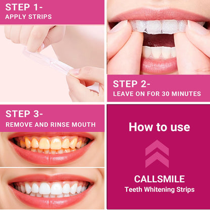 CALLSMILE Teeth Whitening Strips Kit – 16 Treatments (32 Strips) for Sensitive Teeth