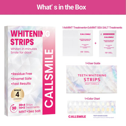CALLSMILE Teeth Whitening Strips Kit – 16 Treatments (32 Strips) for Sensitive Teeth