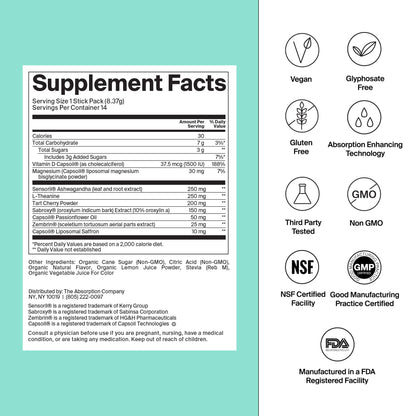 Calm Drink Mix - Relaxation & Mood Support (Magnesium, Ashwagandha, L-Theanine, Vitamin D)