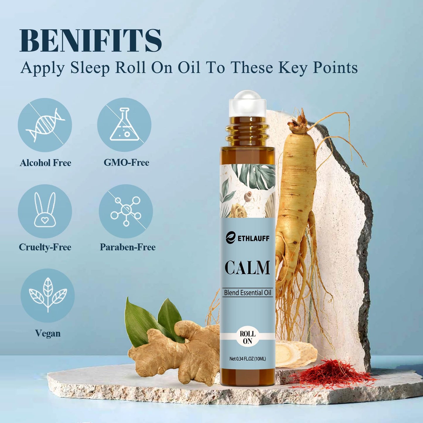 Calm Essential Oil Roll-On – Aromatherapy for Stress Relief, Relaxation & Self-Care Gift