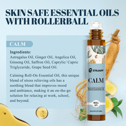 Calm Essential Oil Roll-On – Aromatherapy for Stress Relief, Relaxation & Self-Care Gift